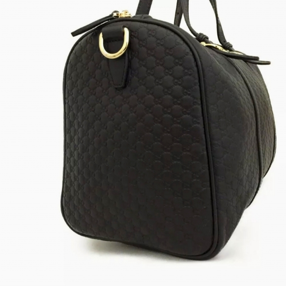 GUCCI MICRO SHIMA GG BLACK LEATHER BOSTON TRAVEL HAND BAG/Q4606 - Picture 4 of 12